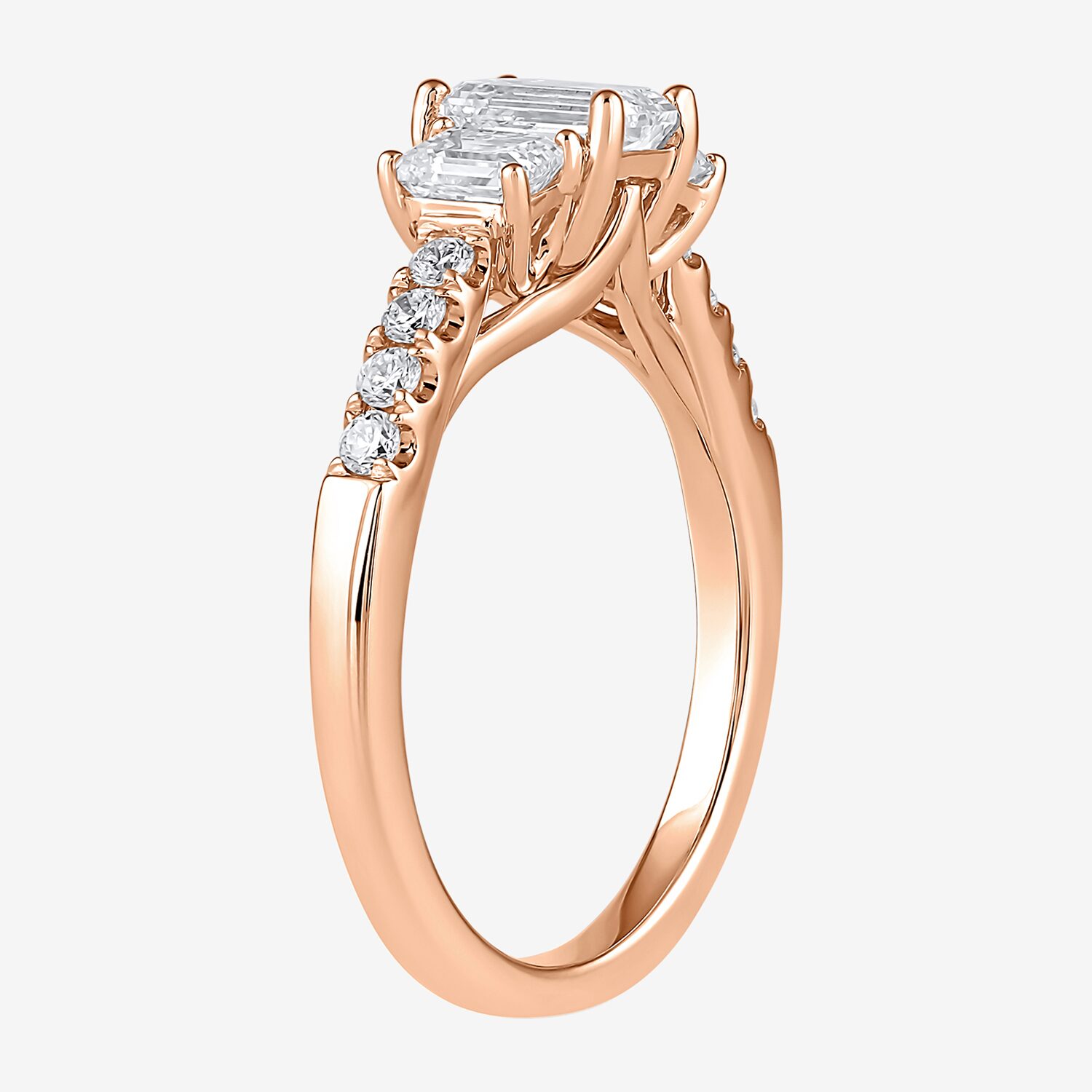 Love Lives Forever (H-I / Si2) Womens 1 1/2 CT. T.W. Lab Grown White Diamond 10K Gold Side Stone 3-Stone Engagement Ring
