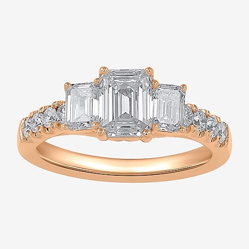 Love Lives Forever Love Lives Forever (H-I / Si2) Womens 2 CT. T.W. Lab Grown White Diamond 10K Gold Side Stone 3-Stone Engagement Ring, 8 1/2, Rose