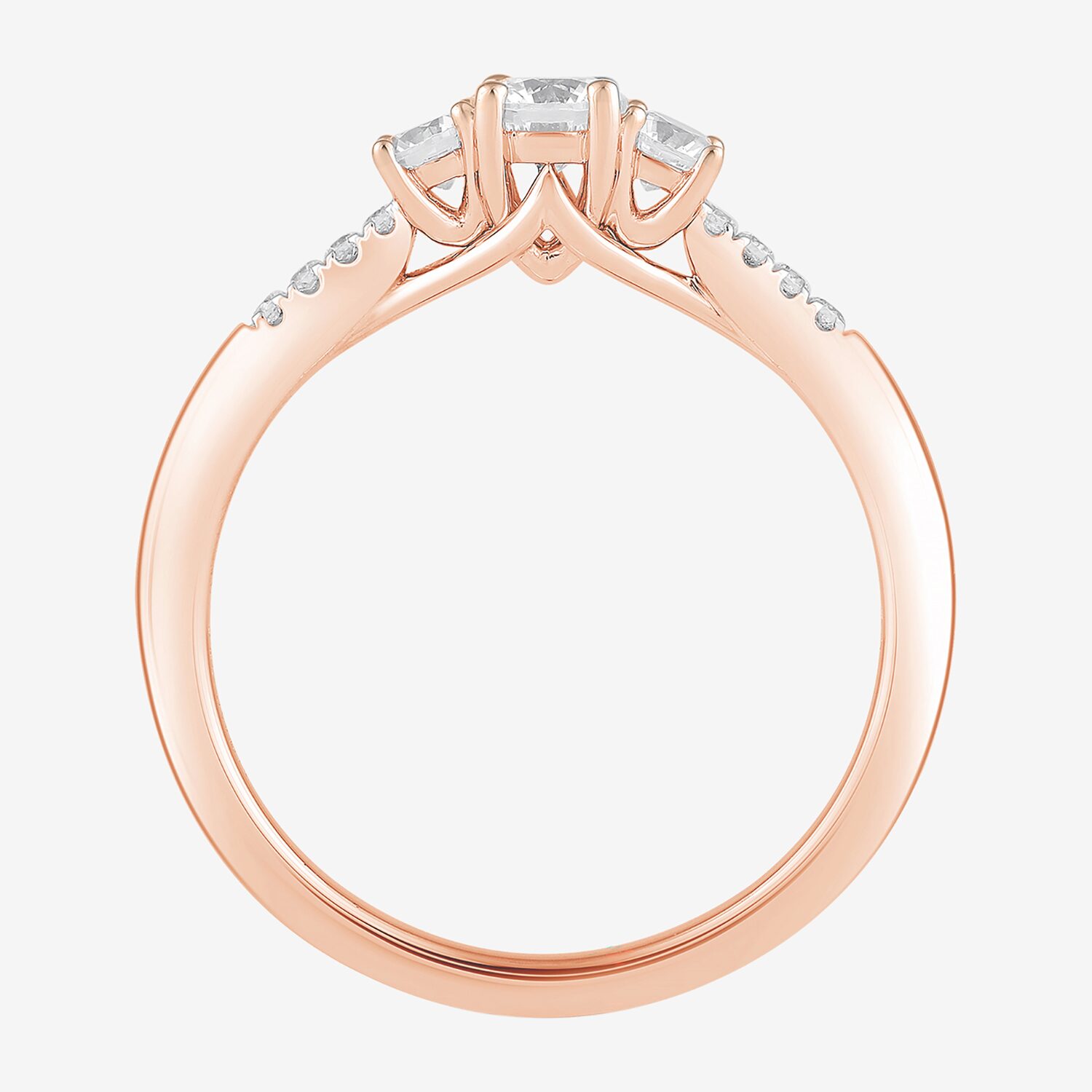 Love Lives Forever (H-I / Si2) Womens 3/4 CT. T.W. Lab Grown White Diamond 10K Gold Round Side Stone 3-Stone Engagement Ring