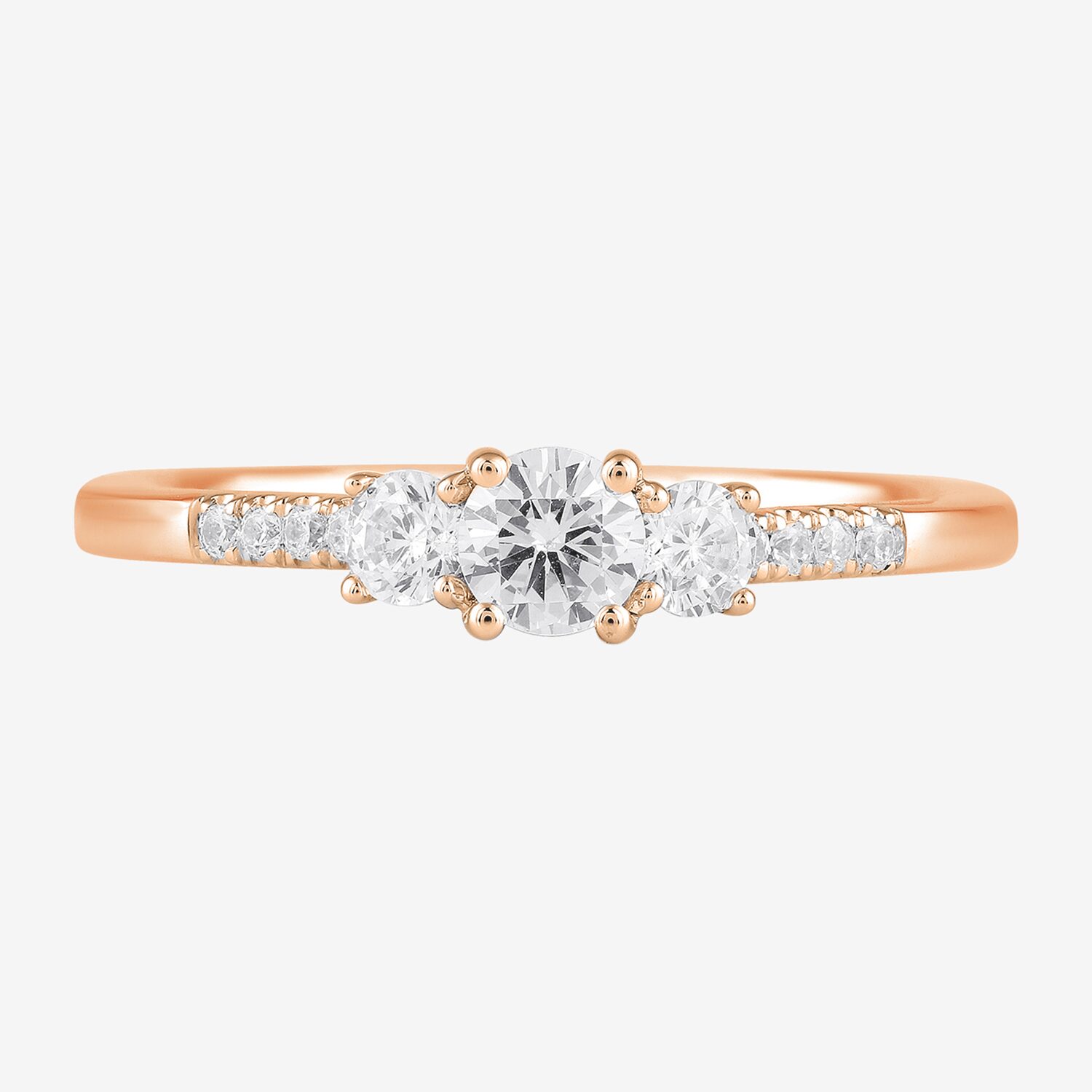 Love Lives Forever (H-I / Si2) Womens 3/4 CT. T.W. Lab Grown White Diamond 10K Gold Round Side Stone 3-Stone Engagement Ring