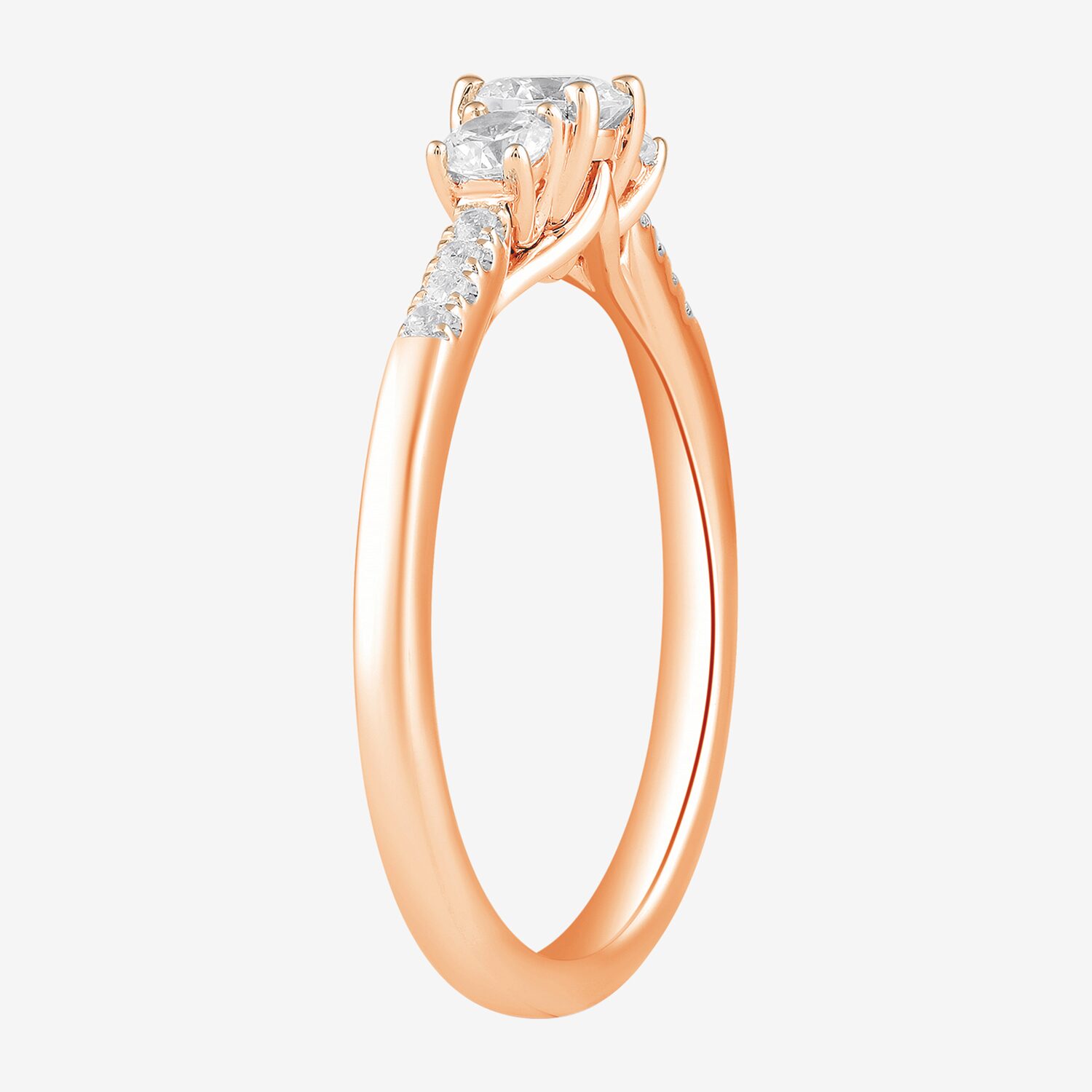 Love Lives Forever (H-I / Si2) Womens 3/4 CT. T.W. Lab Grown White Diamond 10K Gold Round Side Stone 3-Stone Engagement Ring