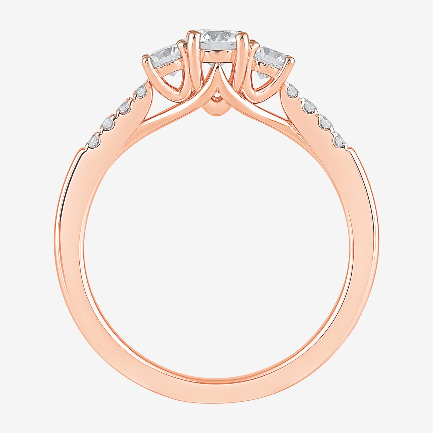 Love Lives Forever (H-I / Si2) Womens 1 CT. T.W. Lab Grown White Diamond 10K Gold Round Side Stone 3-Stone Engagement Ring