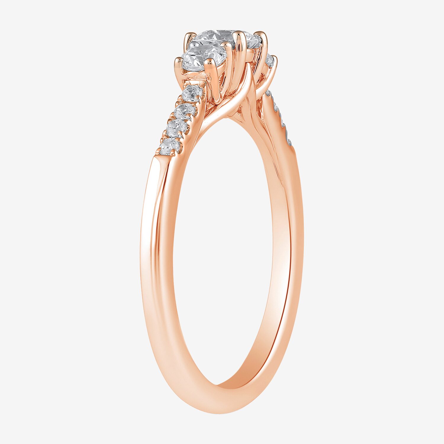 Love Lives Forever (H-I / Si2) Womens 1 CT. T.W. Lab Grown White Diamond 10K Gold Round Side Stone 3-Stone Engagement Ring
