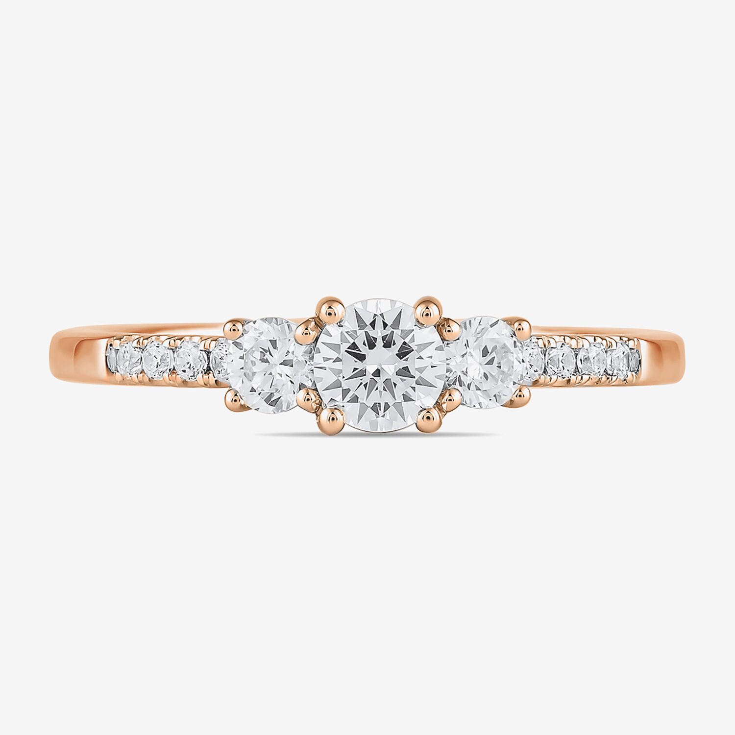 Love Lives Forever (H-I / Si2) Womens 1 CT. T.W. Lab Grown White Diamond 10K Gold Round Side Stone 3-Stone Engagement Ring