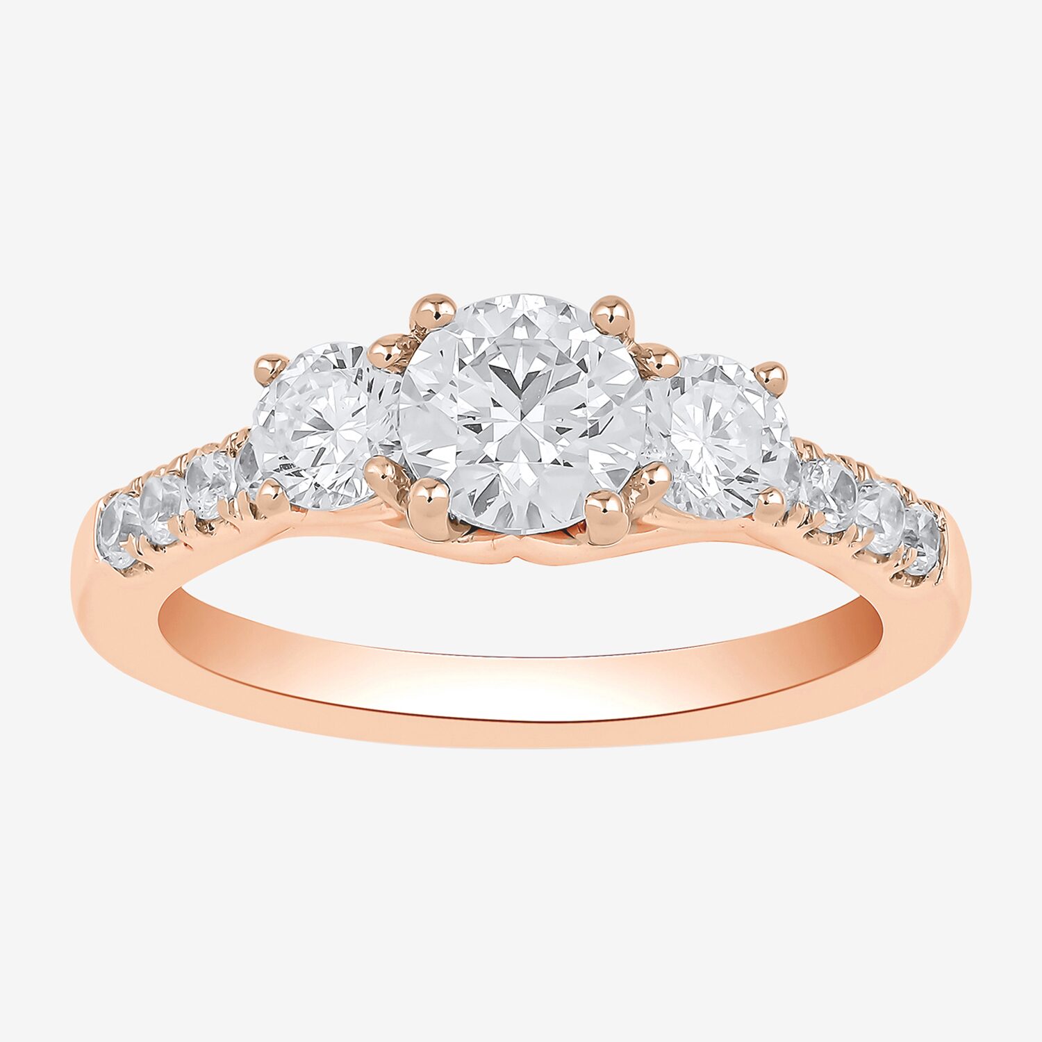 Love Lives Forever (H-I / Si2) Womens 2 CT. T.W. Lab Grown White Diamond 10K Gold Round Side Stone 3-Stone Engagement Ring