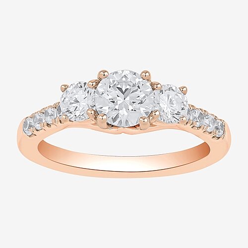 Love Lives Forever Love Lives Forever (H-I / Si2) Womens 2 CT. T.W. Lab Grown White Diamond 10K Gold Round Side Stone 3-Stone Engagement Ring, 8 1/2,