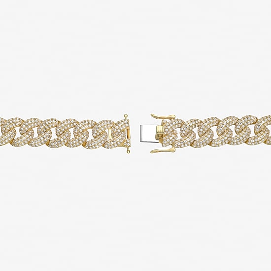 Mens 10K Gold 8 1/2 Inch Semisolid Curb Chain Bracelet