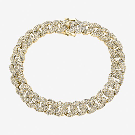 Mens 10K Gold 8 1/2 Inch Semisolid Curb Chain Bracelet