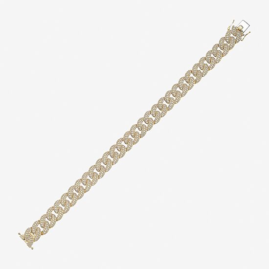 Mens 10K Gold 8 1/2 Inch Semisolid Curb Chain Bracelet