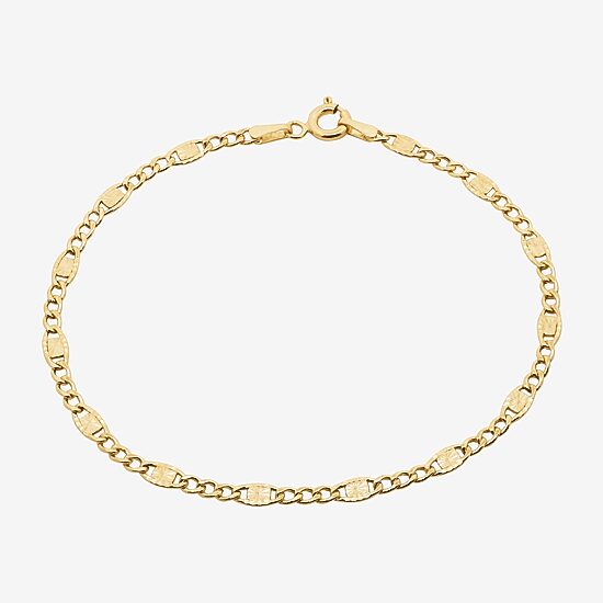 Womens 14K Gold 7.5 Inch Semisolid Figaro Chain Bracelet