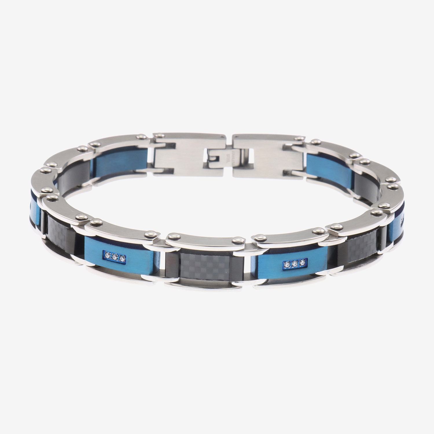 (H-I / I1) Mens Stainless Steel 8 1/2 Inch Link Bracelet
