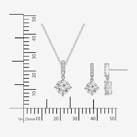 Diamonart Womens Cubic Zirconia Sterling Silver 3-pc. Jewelry Set