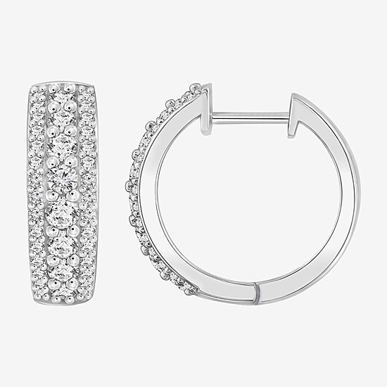 Diamonart Womens Cubic Zirconia Sterling Silver 17.1mm Hoop Earrings
