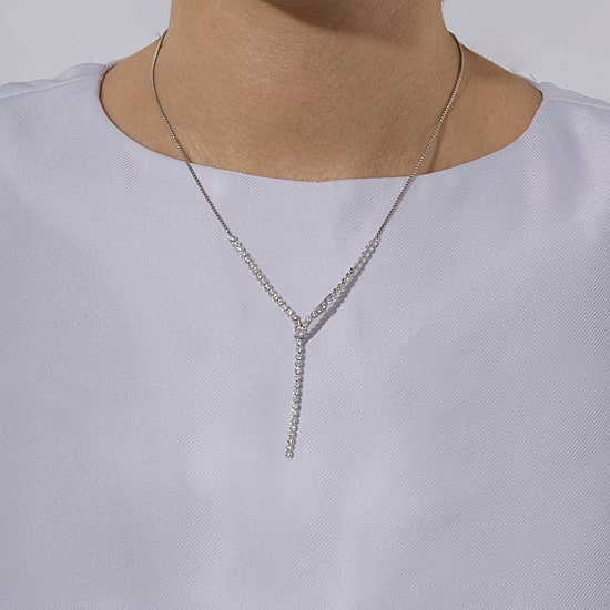 Diamonart Womens White Cubic Zirconia Sterling Silver 17 Inch Y Necklace