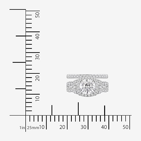 Diamonart Womens Cubic Zirconia Sterling Silver Bridal Set