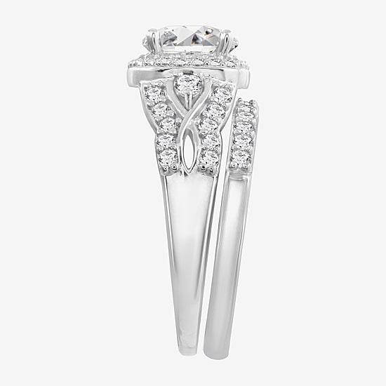 Diamonart Womens Cubic Zirconia Sterling Silver Bridal Set