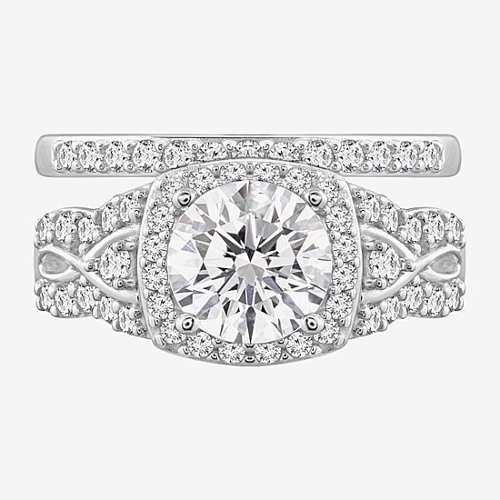 Diamonart Womens Cubic Zirconia Sterling Silver Bridal Set