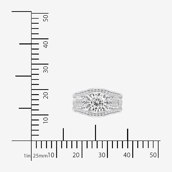 Diamonart Womens Cubic Zirconia Sterling Silver Bridal Set