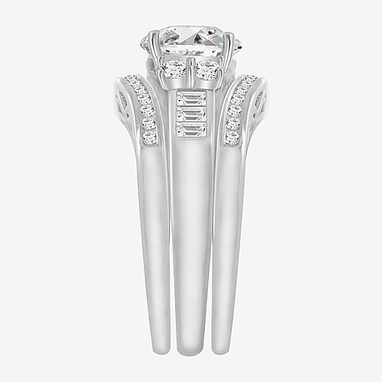 Diamonart Womens Cubic Zirconia Sterling Silver Bridal Set