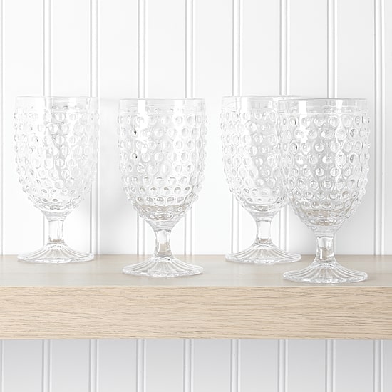 Martha Stewart Chauncey  Hobnail 4-pc. Glass Goblet Set