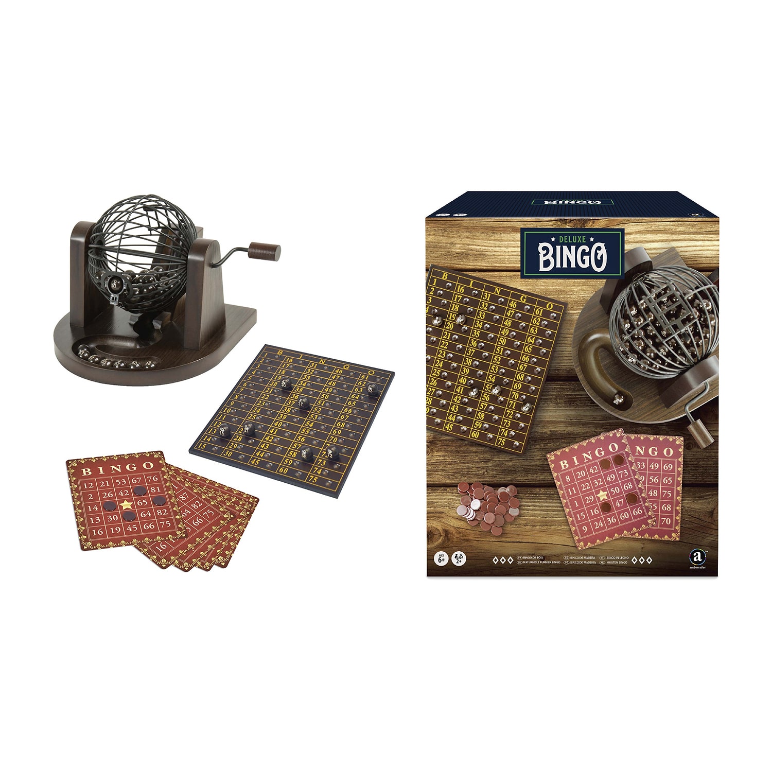 Merchant Ambassador Craftsman Deluxe Wood Bingo Game Set 390-pc. Board Game