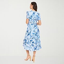 as u wish blue dress Juniors' As U Wish Tie-Front Skater Dress, Women's, Size: Medium, Blue Floral