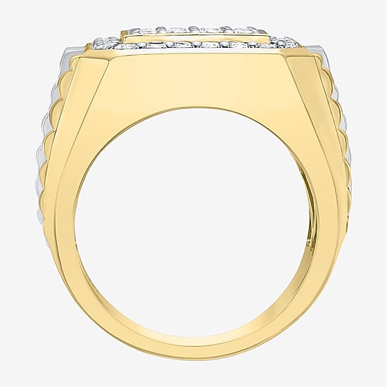 F, Si2 Mens 2 CT. T.W. Lab Grown White Diamond 14K Gold Over Silver Cocktail Ring