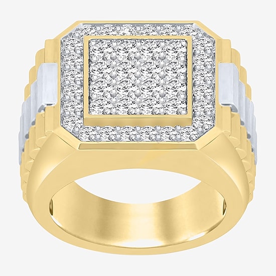 F, Si2 Mens 2 CT. T.W. Lab Grown White Diamond 14K Gold Over Silver Cocktail Ring