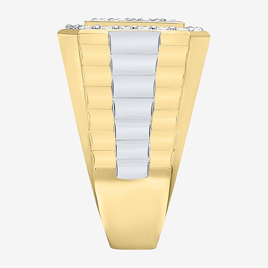 F, Si2 Mens 2 CT. T.W. Lab Grown White Diamond 14K Gold Over Silver Cocktail Ring