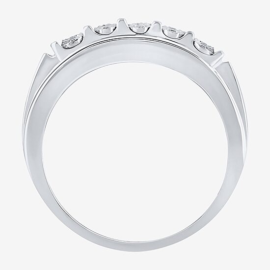 Ij, I2-I3 Mens 1/4 CT. T.W. Natural White Diamond Sterling Silver Cocktail Ring