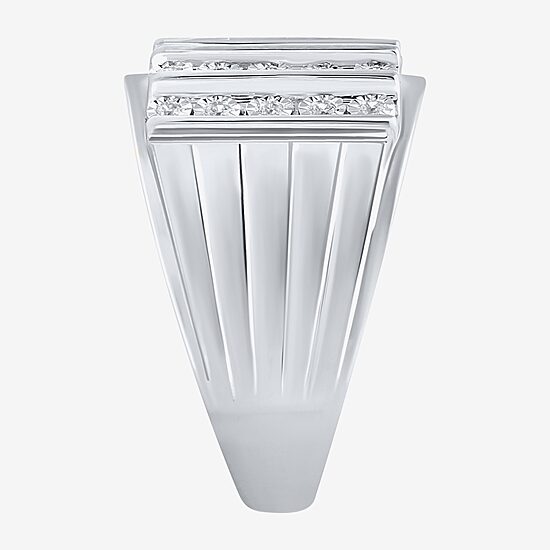 Ij, I2-I3 Mens 1/4 CT. T.W. Natural White Diamond Sterling Silver Cocktail Ring