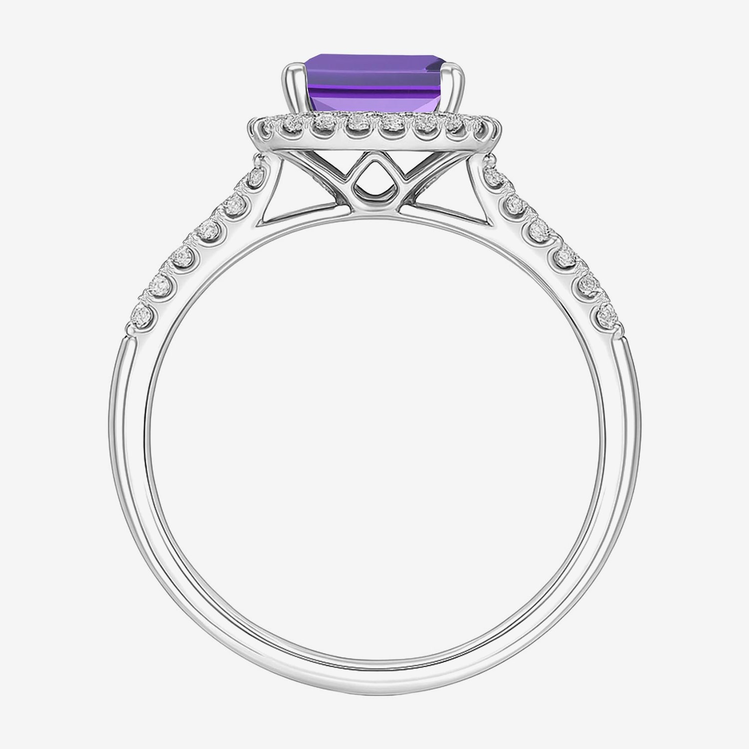 Yes, Please! Womens Lab Created Purple Amethyst Sterling Silver Halo Side Stone Cocktail Ring