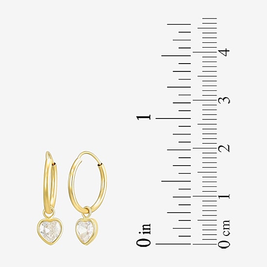 Womens White Cubic Zirconia 14K Gold Drop Earrings