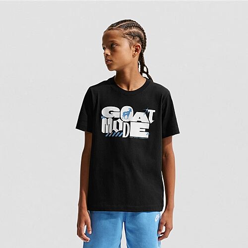 Nike Big Kid Unisex Crew Neck Short Sleeve Regular Fit Graphic T-Shirt, Large, Black