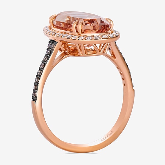 Le Vian® Ring featuring 3 7/8 cts. Peach Morganite™, 1/4 cts. Nude Diamonds™, 1/8 cts. Chocolate Diamonds® set in 14K Strawberry Gold®