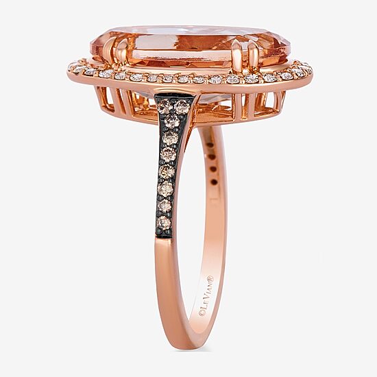 Le Vian® Ring featuring 3 7/8 cts. Peach Morganite™, 1/4 cts. Nude Diamonds™, 1/8 cts. Chocolate Diamonds® set in 14K Strawberry Gold®
