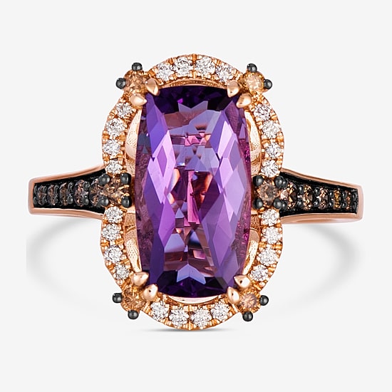 Le Vian ® Ring featuring 2 7/8 cts. Grape Amethyst™, 1/4 cts. Chocolate Diamonds®, 1/6 cts. Nude Diamonds™ set in 14K Strawberry Gold®