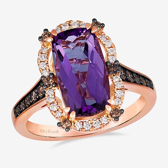 Le Vian ® Ring featuring 2 7/8 cts. Grape Amethyst™, 1/4 cts. Chocolate Diamonds®, 1/6 cts. Nude Diamonds™ set in 14K Strawberry Gold®