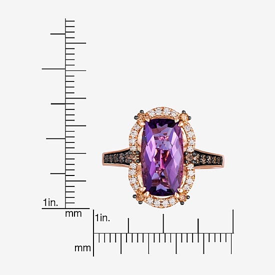 Le Vian ® Ring featuring 2 7/8 cts. Grape Amethyst™, 1/4 cts. Chocolate Diamonds®, 1/6 cts. Nude Diamonds™ set in 14K Strawberry Gold®