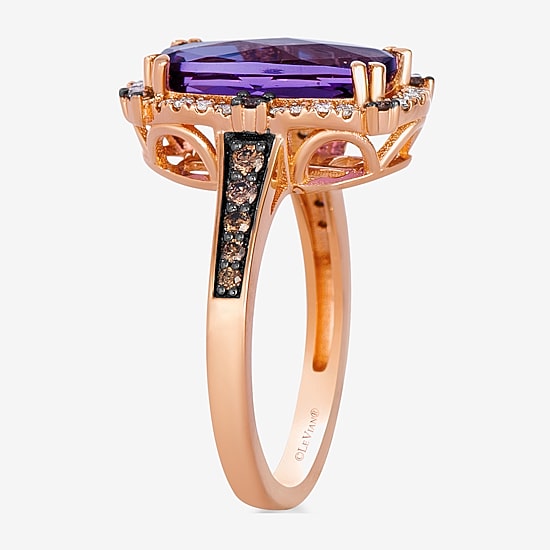 Le Vian ® Ring featuring 2 7/8 cts. Grape Amethyst™, 1/4 cts. Chocolate Diamonds®, 1/6 cts. Nude Diamonds™ set in 14K Strawberry Gold®