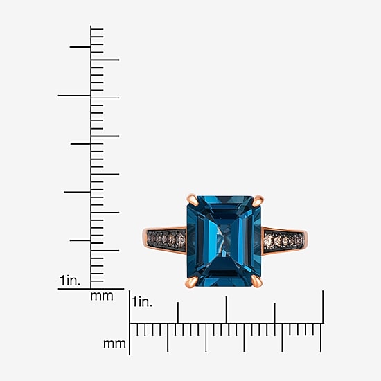 Le Vian Ring featuring 5 cts. Deep Sea Blue Topaz™, 1/8 cts. Chocolate Diamonds® set in 14K Strawberry Gold®