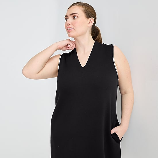 Stylus Womens Plus V Neck Sleeveless A-Line Dress