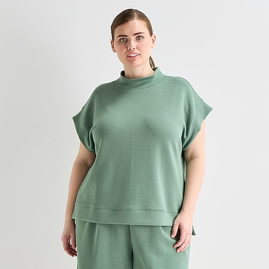 Stylus Womens Plus Crew Neck Short Sleeve T-Shirt