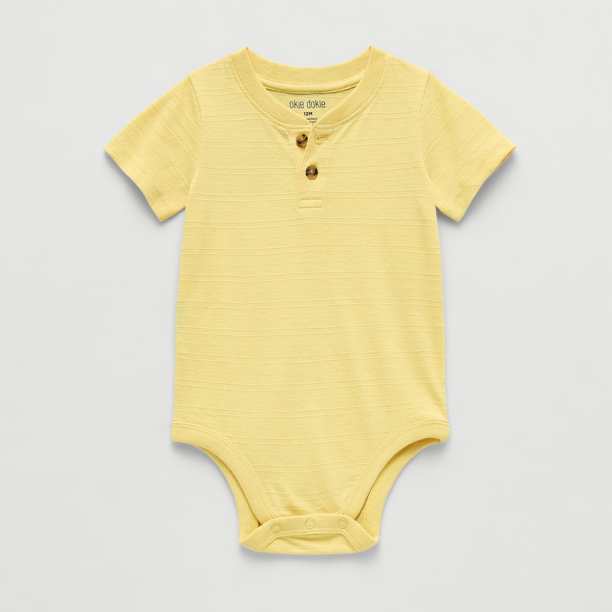 Okie Dokie Baby Boys Henley Neck Short Sleeve Bodysuit