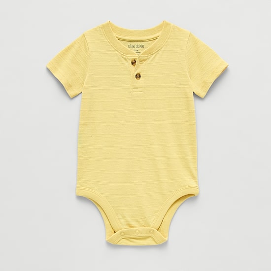 Okie Dokie Baby Boys Henley Neck Short Sleeve Bodysuit