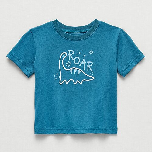 Okie Dokie Baby Boys Round Neck Short Sleeve Regular Fit Graphic T-Shirt, 6 Months, Blue
