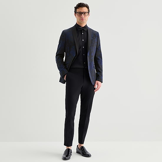 J. Ferrar Evening Edition Mens Floral Stretch Fabric Slim Fit