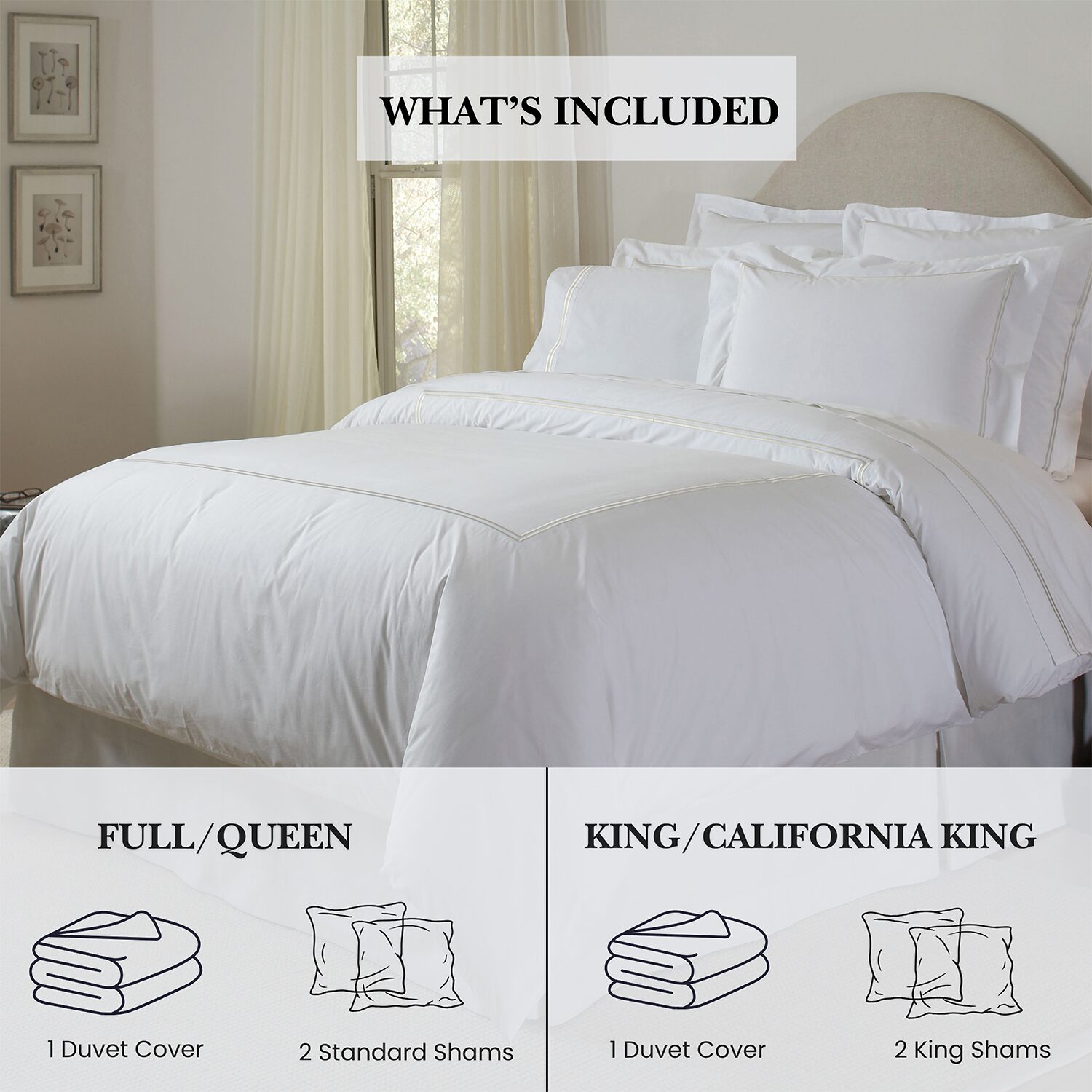 Pointehaven Double Stitch Cotton Percale Oversized Zipper Closure 3-pc. Duvet Cover Set