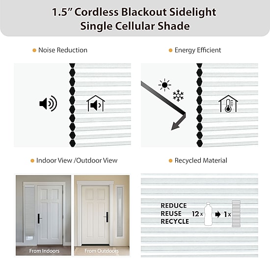Eco Estates Sidelight Cut-To-Width Cordless 100% Blackout Cellular Shade