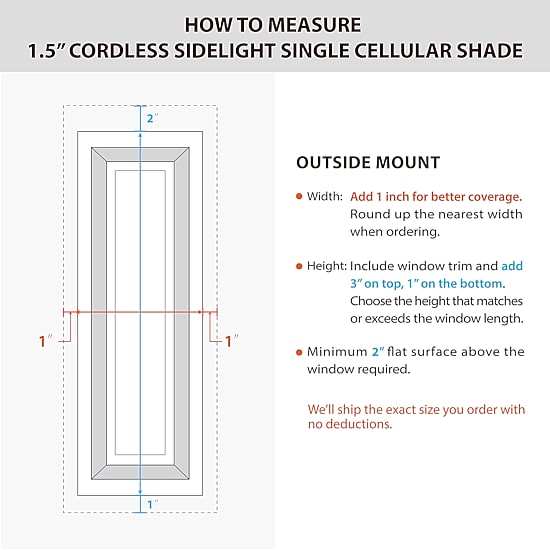 Eco Estates Sidelight Cut-To-Width Cordless 100% Blackout Cellular Shade